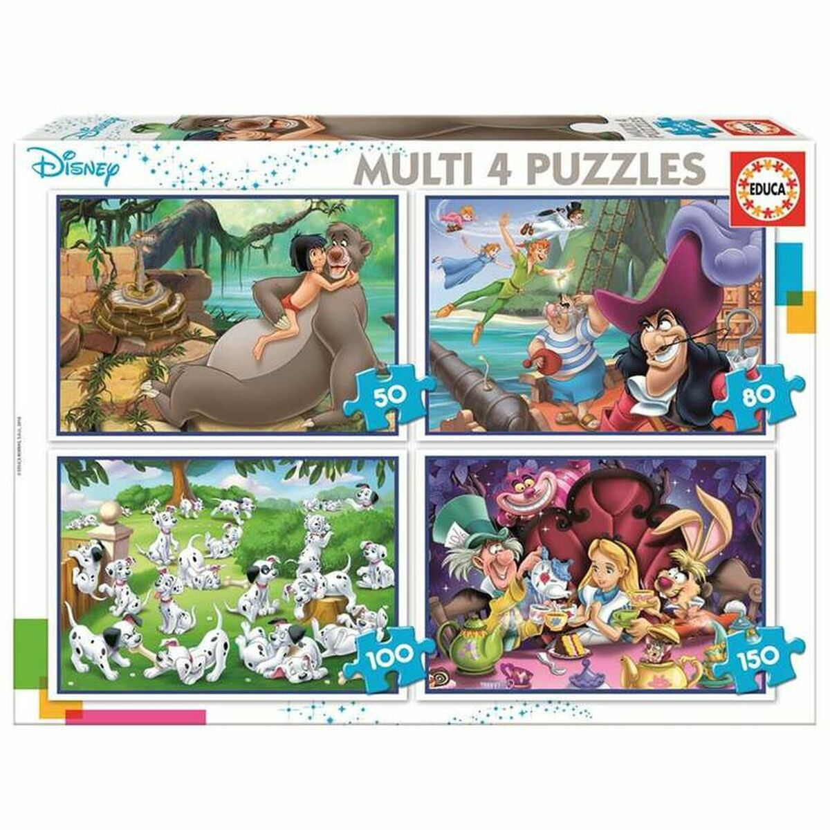 Palapeli Educa Disney Aladdin, Jungle Book, Alicia, Peter Pan (380 pcs)