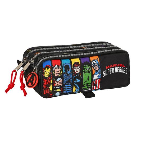 Kolmilokeroinen laukku The Avengers Super heroes Musta (21,5 x 10 x 8 cm)