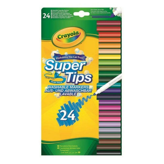 huopakärkiset kynät Crayola B01BF6F20K Pestävä (24 uds)